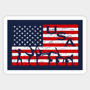 USA Tumbling Beam American Flag Girl's Gymnastics Magnet